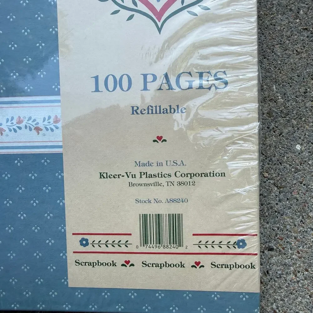 Vintage 90s Kleer Vu Plastics 100 Pages Scrapbook Blue Pink Floral Nostalgia NEW